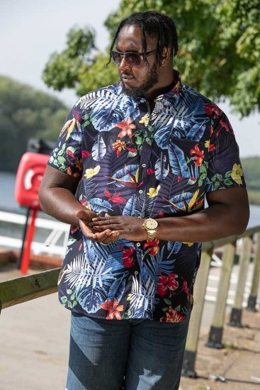 D555 TOBY Multi Colour Hawaiian AO Print Shirt - Herrenhemden - Herrenhemden in großen Größen