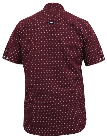 D555 DUNSTABLE S/S Micro AO Print Shirt Burgundy - Herrenhemden - Herrenhemden in großen Größen