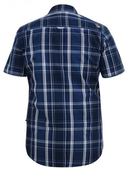 D555 HADSTOCK Check Button Down Collar S/S Shirt Navy - Herrenhemden - Herrenhemden in großen Größen