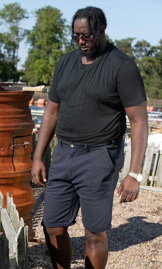 D555 DUDLEY AO Printed Stretch Chino Shorts Navy - Herrenshorts - Herrenshorts in großen Größen