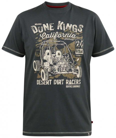 D555 BENNETT Dune Kings Buggy Printed Crew Neck T-Shirt Khaki - Herren-T-shirts - Herren-T-Shirts in großen Größen