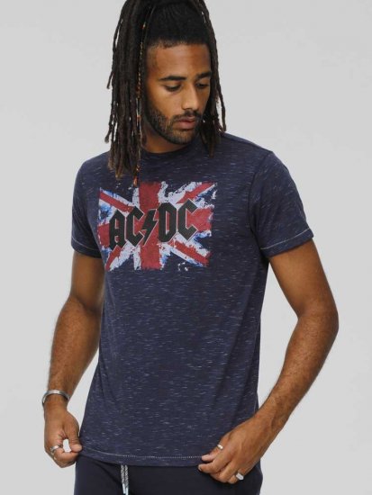 D555 DENNIS Official AC/DC Printed Crew Neck T-Shirt Navy Reno - Herren-T-shirts - Herren-T-Shirts in großen Größen