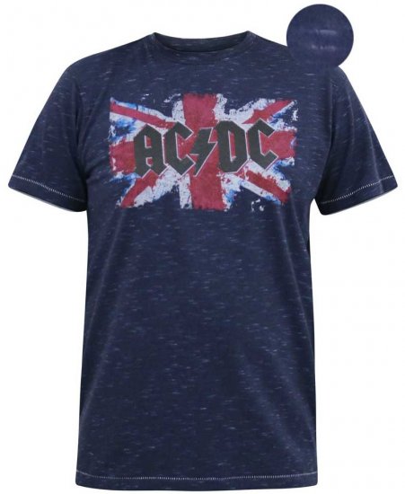 D555 DENNIS Official AC/DC Printed Crew Neck T-Shirt Navy Reno - Herren-T-shirts - Herren-T-Shirts in großen Größen