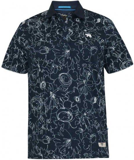 D555 ROLAND Printed Polo Shirt Navy - Polo-Shirts für Herren in großen Größen - Polo-Shirts für Herren in großen Größen
