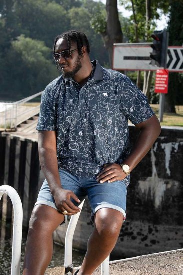 D555 ROLAND Printed Polo Shirt Navy - Polo-shirts für herren - Polo-Shirts für Herren in großen Größen