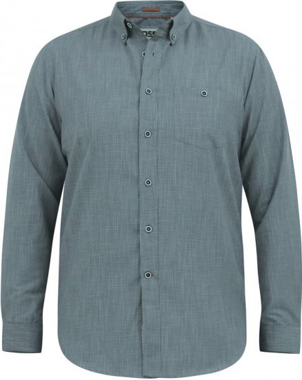 D555 RADCLIFFE Cross Hatch Soft Touch Slub Long Sleeve Shirt With Chest Patch Pocket Charcoal - Herrenhemden - Herrenhemden in großen Größen