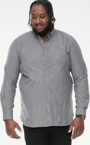 D555 RADCLIFFE Cross Hatch Soft Touch Slub Long Sleeve Shirt With Chest Patch Pocket Charcoal - Herrenhemden - Herrenhemden in großen Größen