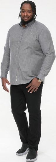 D555 RADCLIFFE Cross Hatch Soft Touch Slub Long Sleeve Shirt With Chest Patch Pocket Charcoal - Herrenhemden - Herrenhemden in großen Größen