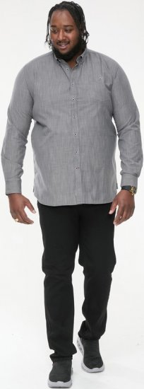 D555 RADCLIFFE Cross Hatch Soft Touch Slub Long Sleeve Shirt With Chest Patch Pocket Charcoal - Herrenhemden - Herrenhemden in großen Größen