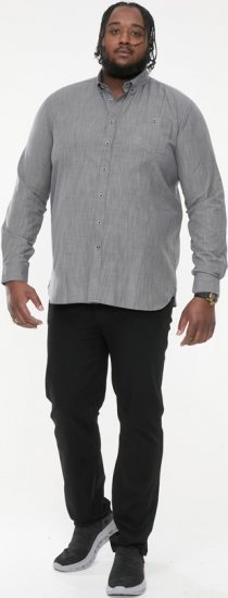 D555 RADCLIFFE Cross Hatch Soft Touch Slub Long Sleeve Shirt With Chest Patch Pocket Charcoal - Herrenhemden - Herrenhemden in großen Größen