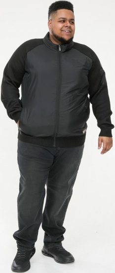 D555 MARSDEN Hybrid Knitted Jacket With Bonded Fleece Lining Black - Herren jacken - Herren Jacken in großen Größen