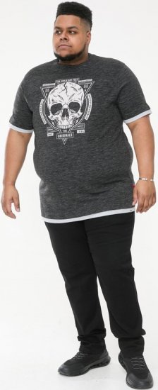 D555 DARREN Skull Printed T-Shirt With Double Layer On Hem & Cuff Black Reno - Herren-T-shirts - Herren-T-Shirts in großen Größen