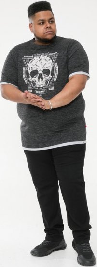 D555 DARREN Skull Printed T-Shirt With Double Layer On Hem & Cuff Black Reno - Herren-T-shirts - Herren-T-Shirts in großen Größen