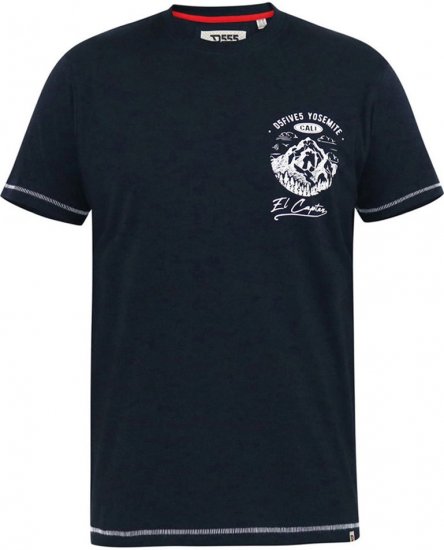 D555 GRAHAM YOSEMITE Chest And Back Printed Crew Neck T-Shirt Navy - Herren-T-shirts - Herren-T-Shirts in großen Größen