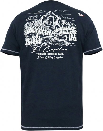 D555 GRAHAM YOSEMITE Chest And Back Printed Crew Neck T-Shirt Navy - Herren-T-shirts - Herren-T-Shirts in großen Größen