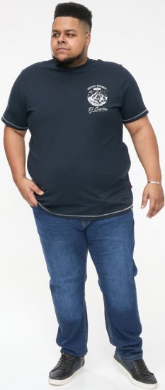 D555 GRAHAM YOSEMITE Chest And Back Printed Crew Neck T-Shirt Navy - Herren-T-shirts - Herren-T-Shirts in großen Größen