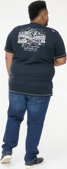 D555 GRAHAM YOSEMITE Chest And Back Printed Crew Neck T-Shirt Navy - Herren-T-shirts - Herren-T-Shirts in großen Größen
