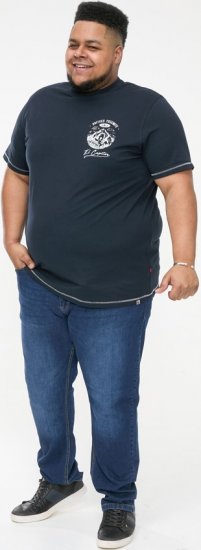 D555 GRAHAM YOSEMITE Chest And Back Printed Crew Neck T-Shirt Navy - Herren-T-shirts - Herren-T-Shirts in großen Größen