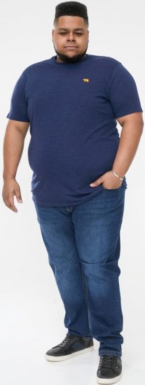 D555 ORSTON Reno Fabric Crew Neck T-Shirt With Chest Embroidery Blue Reno - Herren-T-shirts - Herren-T-Shirts in großen Größen