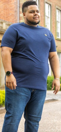 D555 ORSTON Reno Fabric Crew Neck T-Shirt With Chest Embroidery Blue Reno - Herren-T-shirts - Herren-T-Shirts in großen Größen