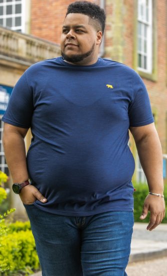 D555 ORSTON Reno Fabric Crew Neck T-Shirt With Chest Embroidery Blue Reno - Herren-T-shirts - Herren-T-Shirts in großen Größen