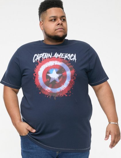 D555 ROGERS Official Captain America Printed T-Shirt Dark Navy - Herren-T-shirts - Herren-T-Shirts in großen Größen