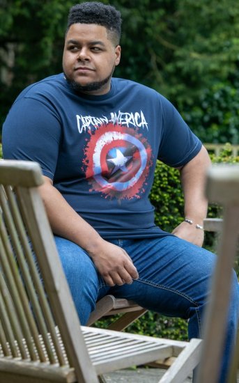D555 ROGERS Official Captain America Printed T-Shirt Dark Navy - Herren-T-shirts - Herren-T-Shirts in großen Größen