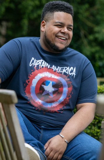 D555 ROGERS Official Captain America Printed T-Shirt Dark Navy - Herren-T-shirts - Herren-T-Shirts in großen Größen