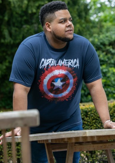 D555 ROGERS Official Captain America Printed T-Shirt Dark Navy - Herren-T-shirts - Herren-T-Shirts in großen Größen