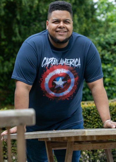 D555 ROGERS Official Captain America Printed T-Shirt Dark Navy - Herren-T-shirts - Herren-T-Shirts in großen Größen