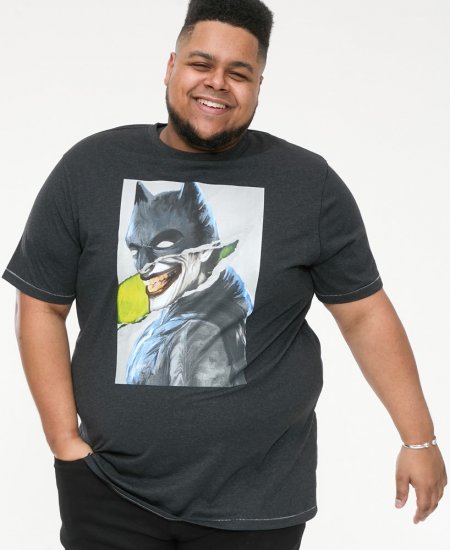 D555 MARTIN Official Batman Printed T-Shirt Washed Black - Herren-T-shirts - Herren-T-Shirts in großen Größen