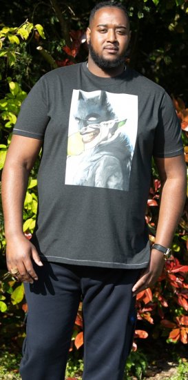 D555 MARTIN Official Batman Printed T-Shirt Washed Black - Herren-T-shirts - Herren-T-Shirts in großen Größen