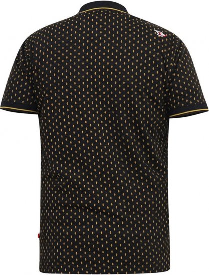 D555 RAUL AOP Jersey Polo With Jacquard Collar, Ribs And Chest Pocket Black - Polo-shirts für herren - Polo-Shirts für Herren in großen Größen