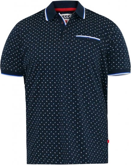 D555 OAKLEY AOP Jersey Polo With Jacquard Collar, Ribs And Chest Pocket Navy - Polo-shirts für herren - Polo-Shirts für Herren in großen Größen