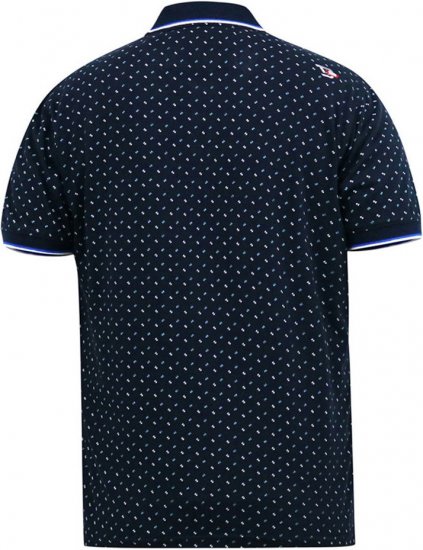 D555 OAKLEY AOP Jersey Polo With Jacquard Collar, Ribs And Chest Pocket Navy - Polo-shirts für herren - Polo-Shirts für Herren in großen Größen