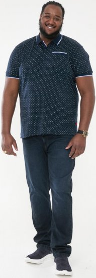 D555 OAKLEY AOP Jersey Polo With Jacquard Collar, Ribs And Chest Pocket Navy - Polo-shirts für herren - Polo-Shirts für Herren in großen Größen