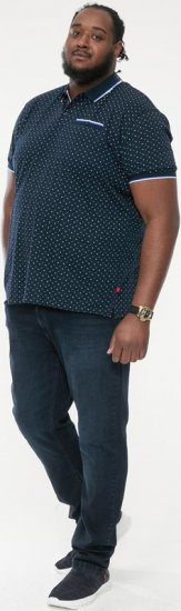 D555 OAKLEY AOP Jersey Polo With Jacquard Collar, Ribs And Chest Pocket Navy - Polo-shirts für herren - Polo-Shirts für Herren in großen Größen