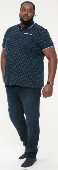D555 OAKLEY AOP Jersey Polo With Jacquard Collar, Ribs And Chest Pocket Navy - Polo-shirts für herren - Polo-Shirts für Herren in großen Größen