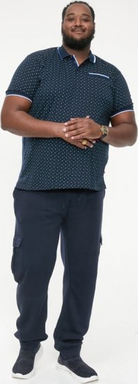 D555 OAKLEY AOP Jersey Polo With Jacquard Collar, Ribs And Chest Pocket Navy - Polo-shirts für herren - Polo-Shirts für Herren in großen Größen