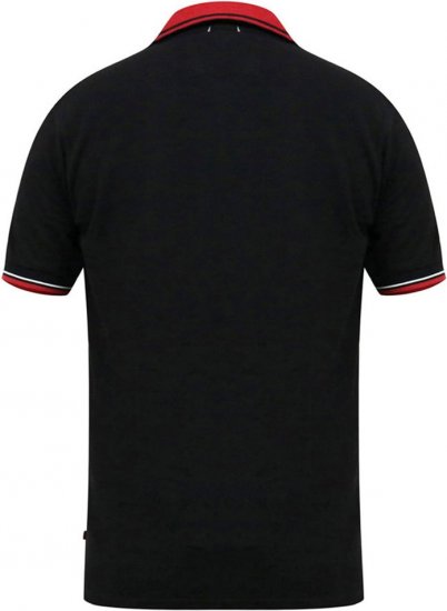 D555 CHESTER Pique Polo With Red Collar With Tipping Detail And Chest Embroidery Black - Polo-shirts für herren - Polo-Shirts für Herren in großen Größen