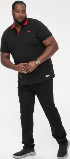 D555 CHESTER Pique Polo With Red Collar With Tipping Detail And Chest Embroidery Black - Polo-shirts für herren - Polo-Shirts für Herren in großen Größen