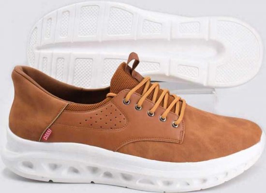 D555 Dartford 1 Kingsize Hands Free Shoes Pu & Faux Suede Top Tan - Herrenschuhe 40-52 - 