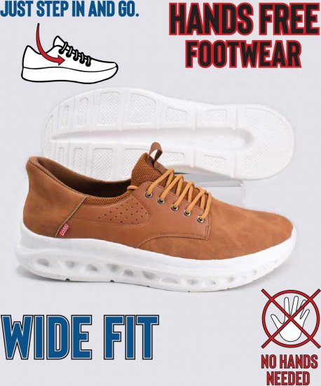 D555 Dartford 1 Kingsize Hands Free Shoes Pu & Faux Suede Top Tan - Herrenschuhe 40-52 - 
