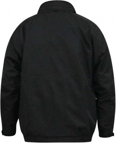 D555 Rudy Showerproof Fleece Lined Jacket With Packaway Hood - Black - Herren jacken - Herren Jacken in großen Größen
