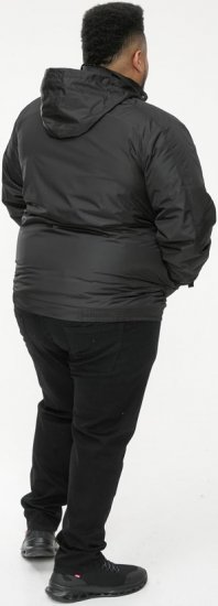 D555 Rudy Showerproof Fleece Lined Jacket With Packaway Hood - Black - Herren jacken - Herren Jacken in großen Größen