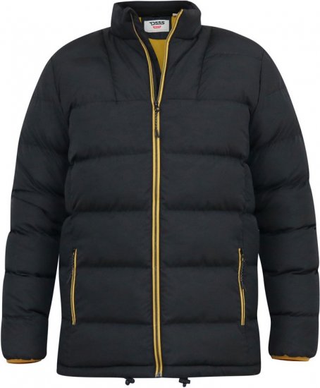 D555 CRISTIANO Puffer Jacket With Binding On Cuffs And Embroidery Badge On Sleeve Black - Herren Jacken in großen Größen - Herren Jacken in großen Größen