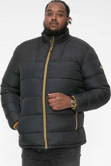 D555 CRISTIANO Puffer Jacket With Binding On Cuffs And Embroidery Badge On Sleeve Black - Herren jacken - Herren Jacken in großen Größen