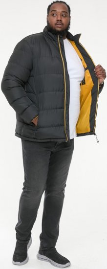 D555 CRISTIANO Puffer Jacket With Binding On Cuffs And Embroidery Badge On Sleeve Black - Herren jacken - Herren Jacken in großen Größen