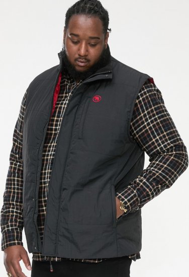 D555 FELIPE Zip Through Padded Gilet With Contrast Colour Lining And Rubber Badge Black - Herren jacken - Herren Jacken in großen Größen