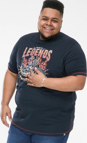 D555 JAGGER Legends Motor Bike Printed Crew Neck T-Shirt Navy - Herren-T-shirts - Herren-T-Shirts in großen Größen